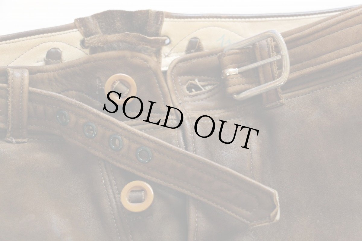 画像5: ビンテージ UNKNOWN ヌバックレザー ジョッパーズパンツ 茶 (5)