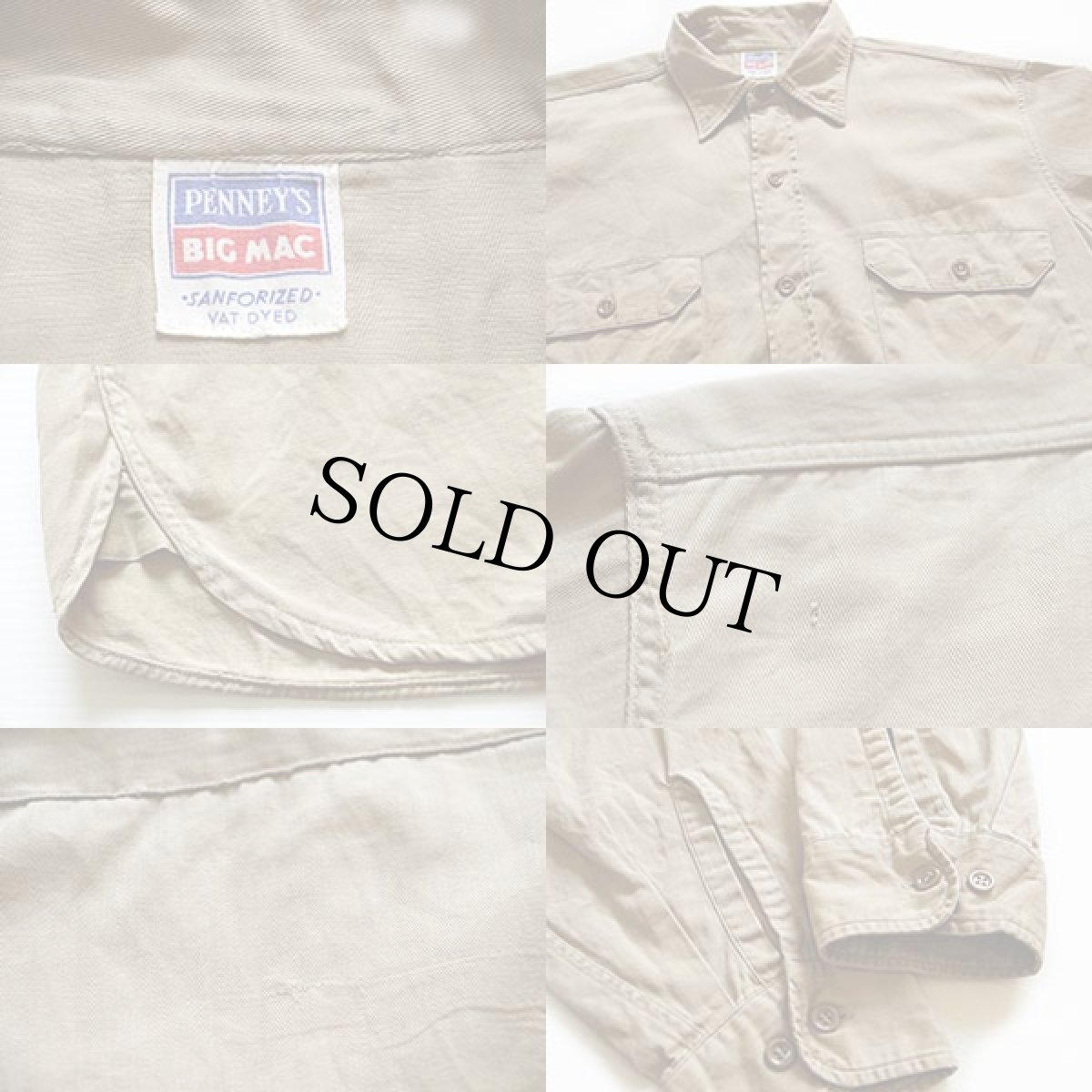 画像3: 50s PENNEY'S BIGMACビッグマック マチ付き ワークシャツ カーキ (3)