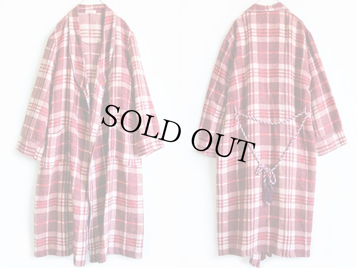 画像2: 40s Beaconビーコン チェック ショールカラー ブランケット ガウン (2)