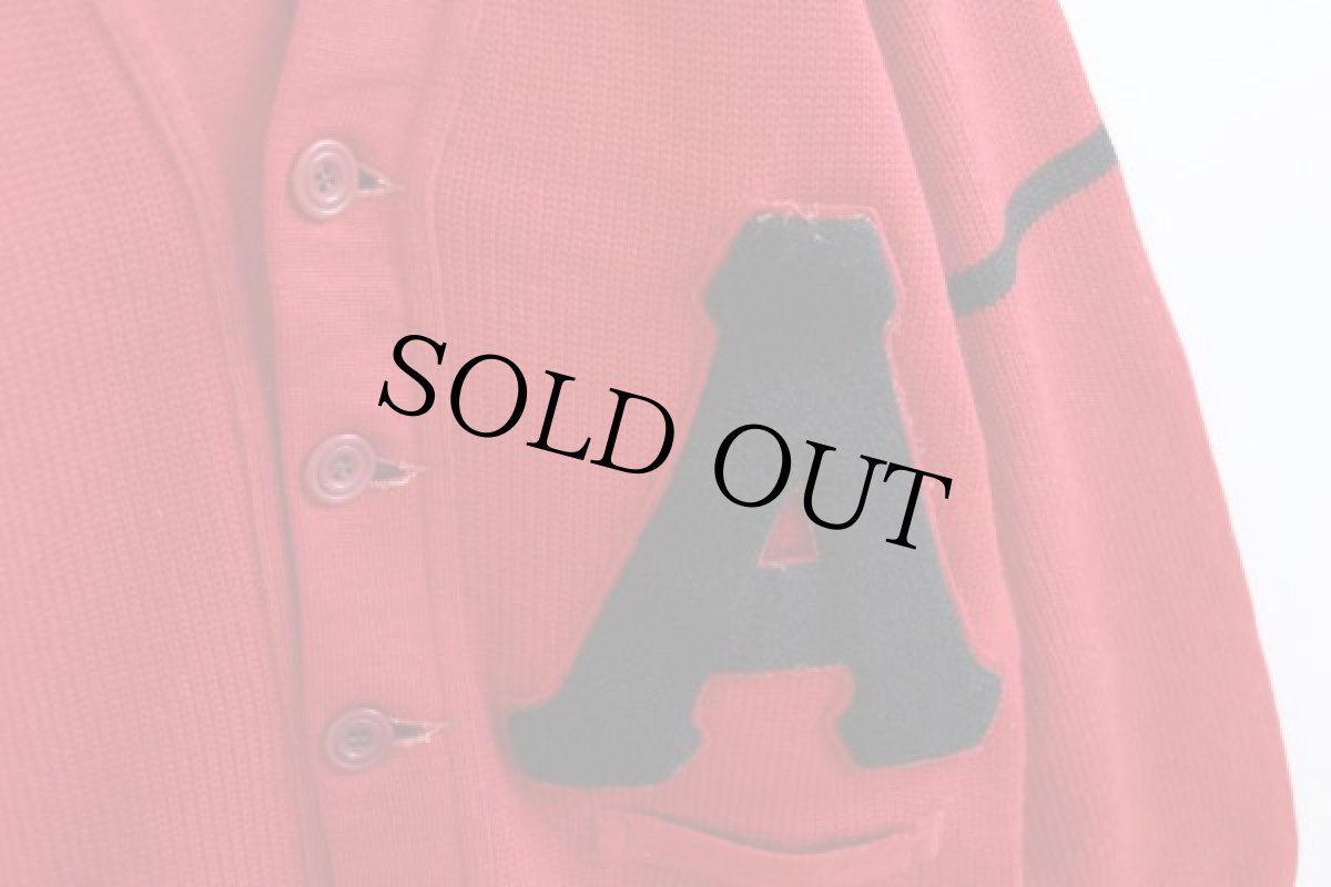 画像5: 40s USA製 Wilsonウィルソン ウールニット レタードカーディガン 赤 40 (5)