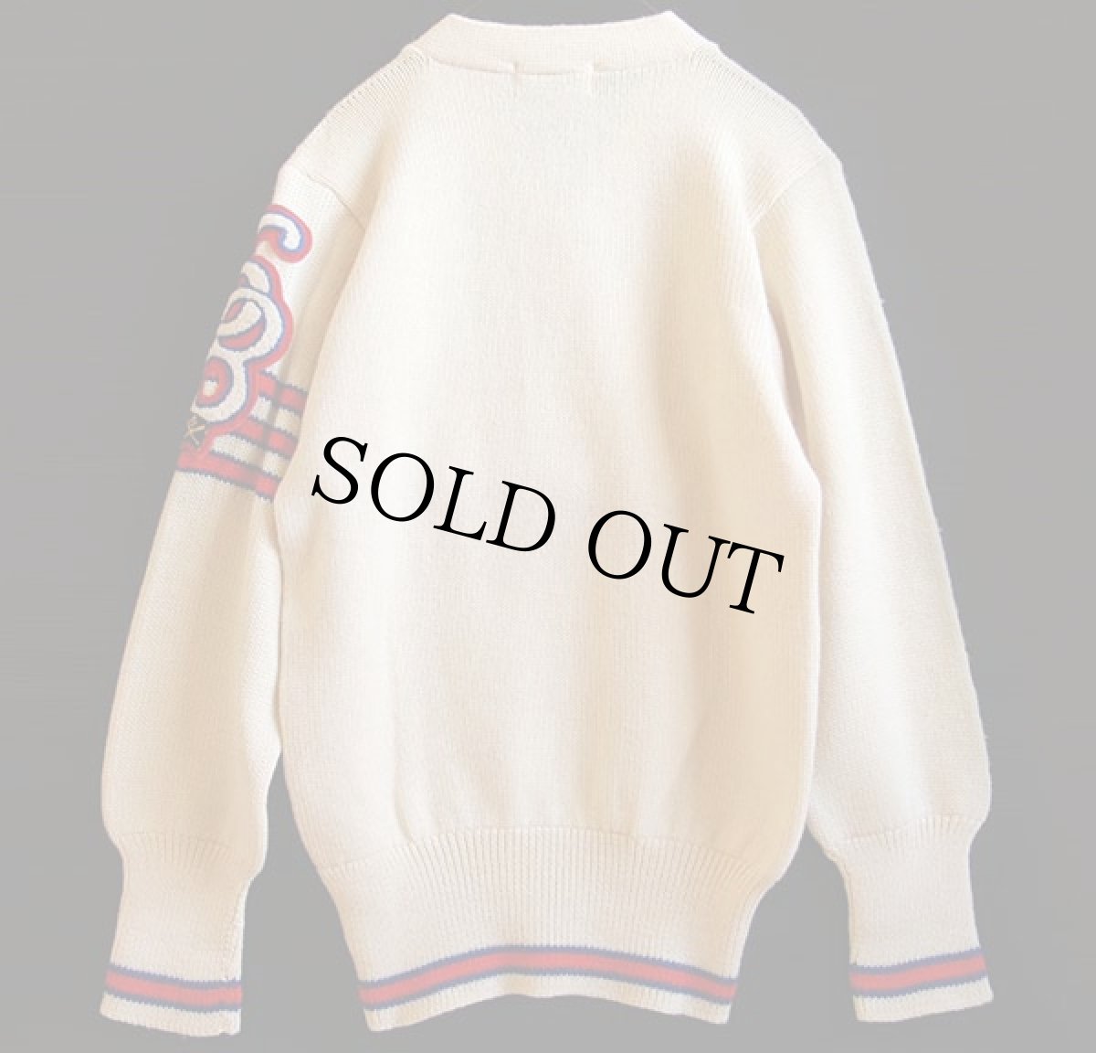 画像2: 60s CHICAGO KNITTING MILLS パッチ付き ウールニット レタードセーター クリーム (2)