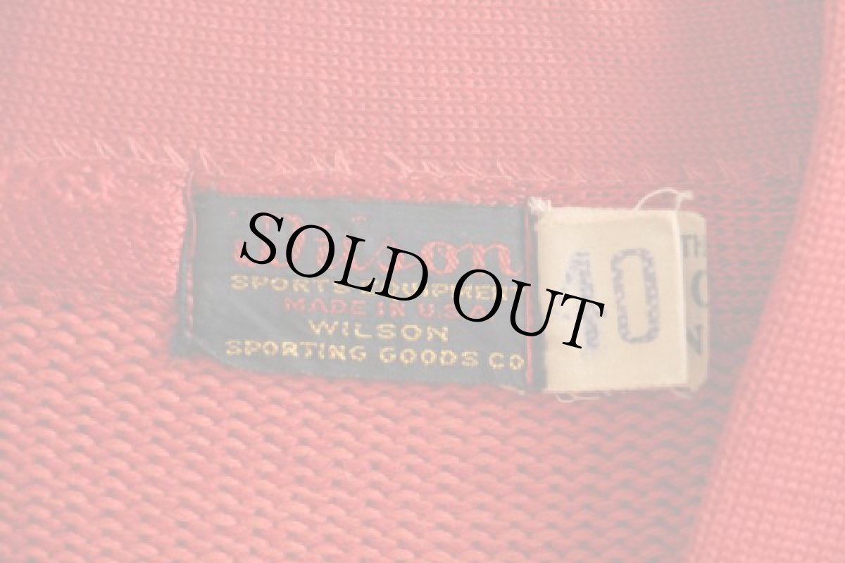 画像3: 40s USA製 Wilsonウィルソン ウールニット レタードカーディガン 赤 40 (3)