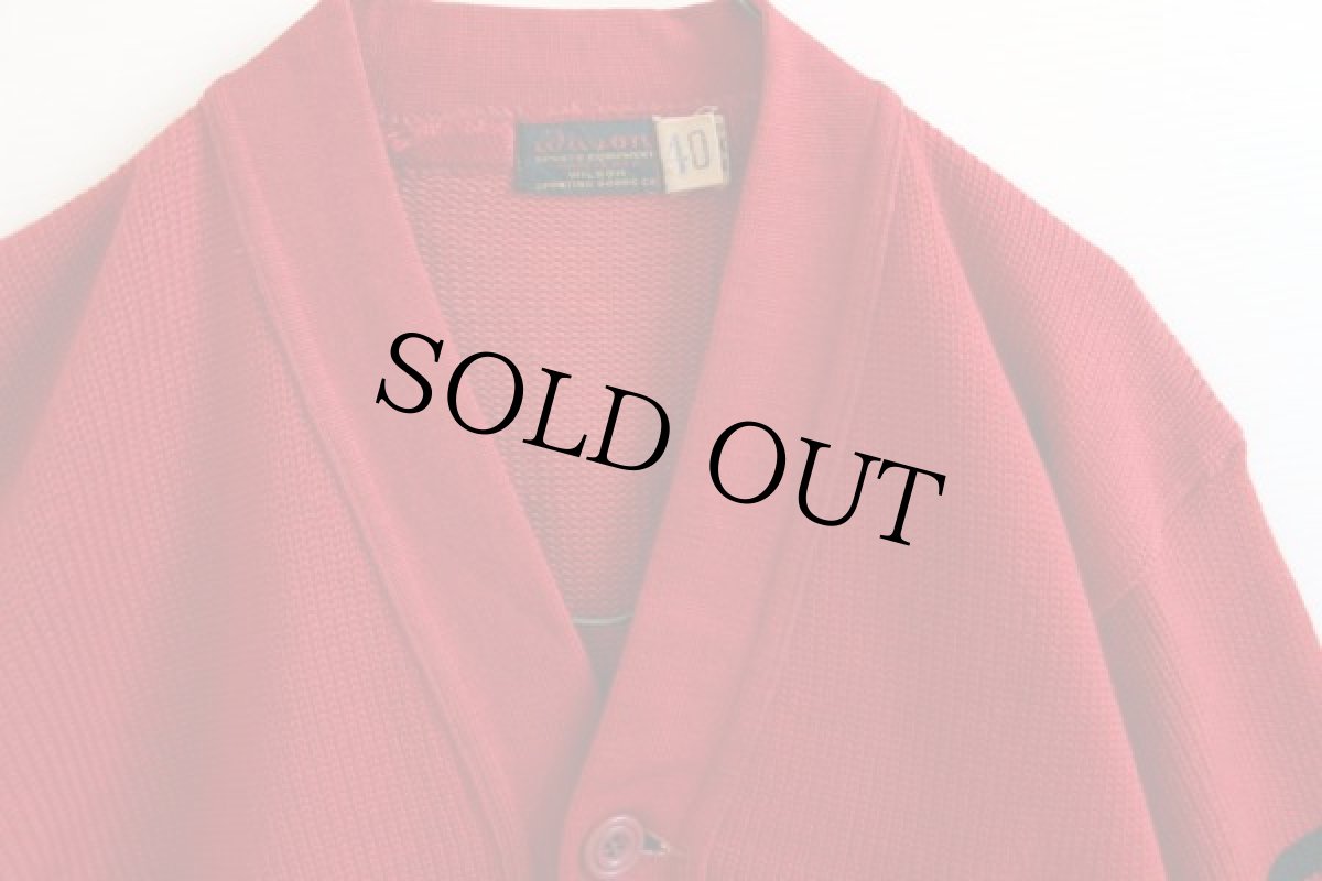 画像4: 40s USA製 Wilsonウィルソン ウールニット レタードカーディガン 赤 40 (4)