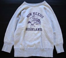 画像1: 50s Sportswear NEW MEXICO HIGHLANDS カウボーイ 染み込みプリント スウェット 杢グレー (1)