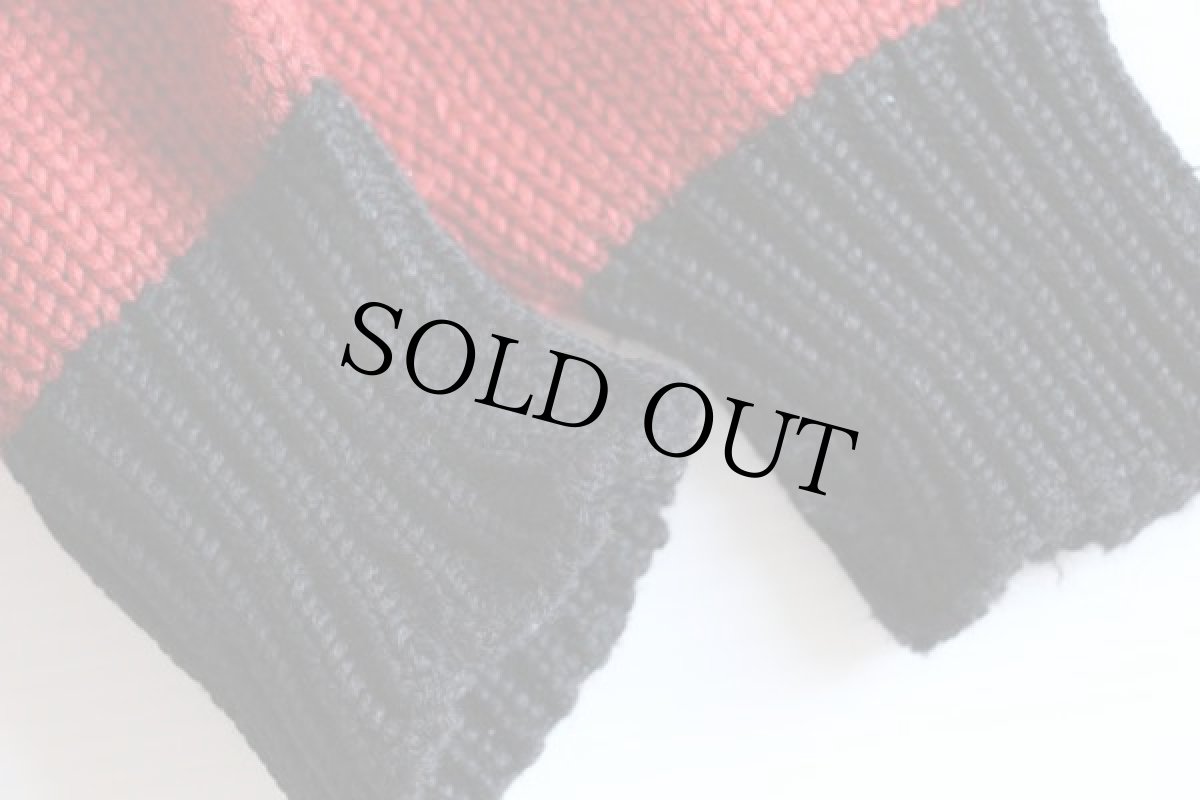 画像5: 40s Wilsonウィルソン ツートン ローゲージ ウールニット レタードセーター 赤×黒 36 (5)