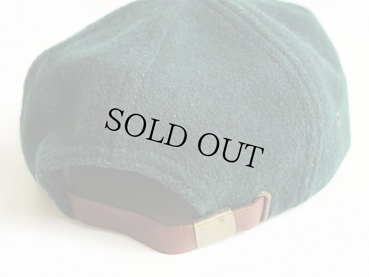 画像2: USA製 LONDON FOG ウール×レザー キャップ 緑×茶 (2)