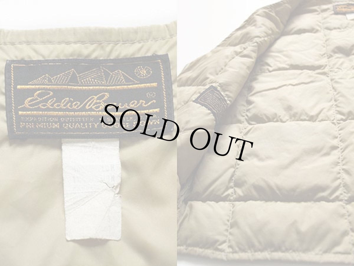 画像3: 80s EddieBauerエディーバウアー ノーカラー インナー ダウンベスト ベージュ (3)