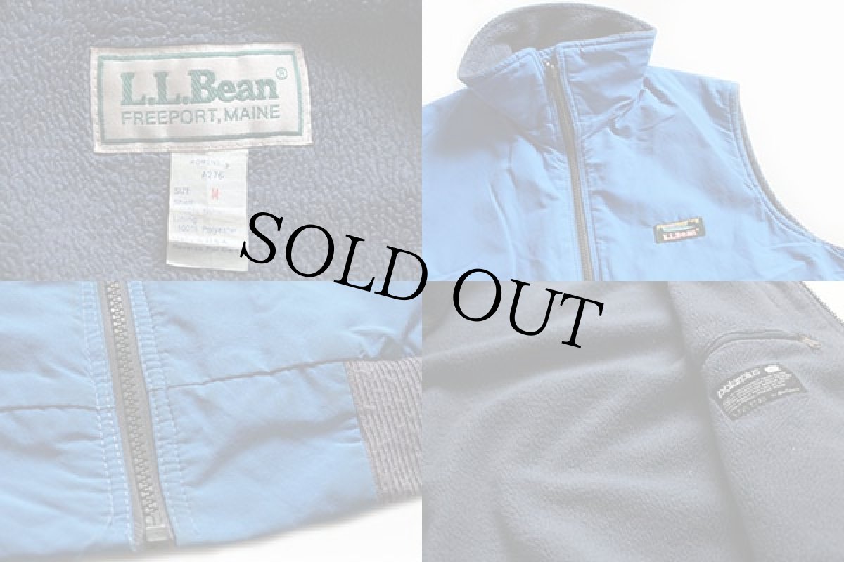 画像3: 80s USA製 L.L.Bean フリース ナイロンベスト 薄青 W-M (3)