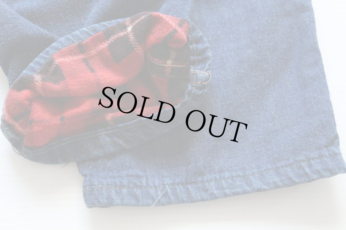 画像6: 50s UNKNOWN チェック ネルライナー インディゴ デニム ワークパンツ キッズ (6)