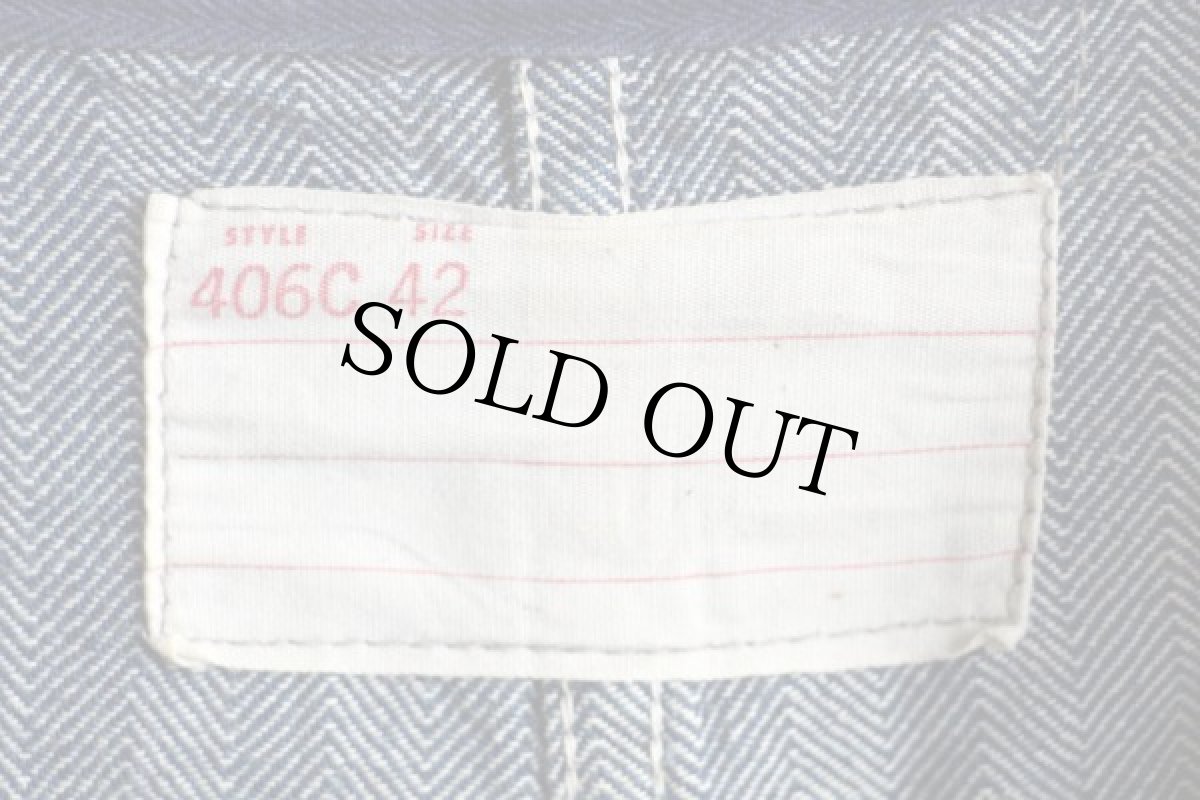 画像4: 60s UNKNOWN ツートン HBT ヘリンボーンツイル オールインワン 42★つなぎ (4)