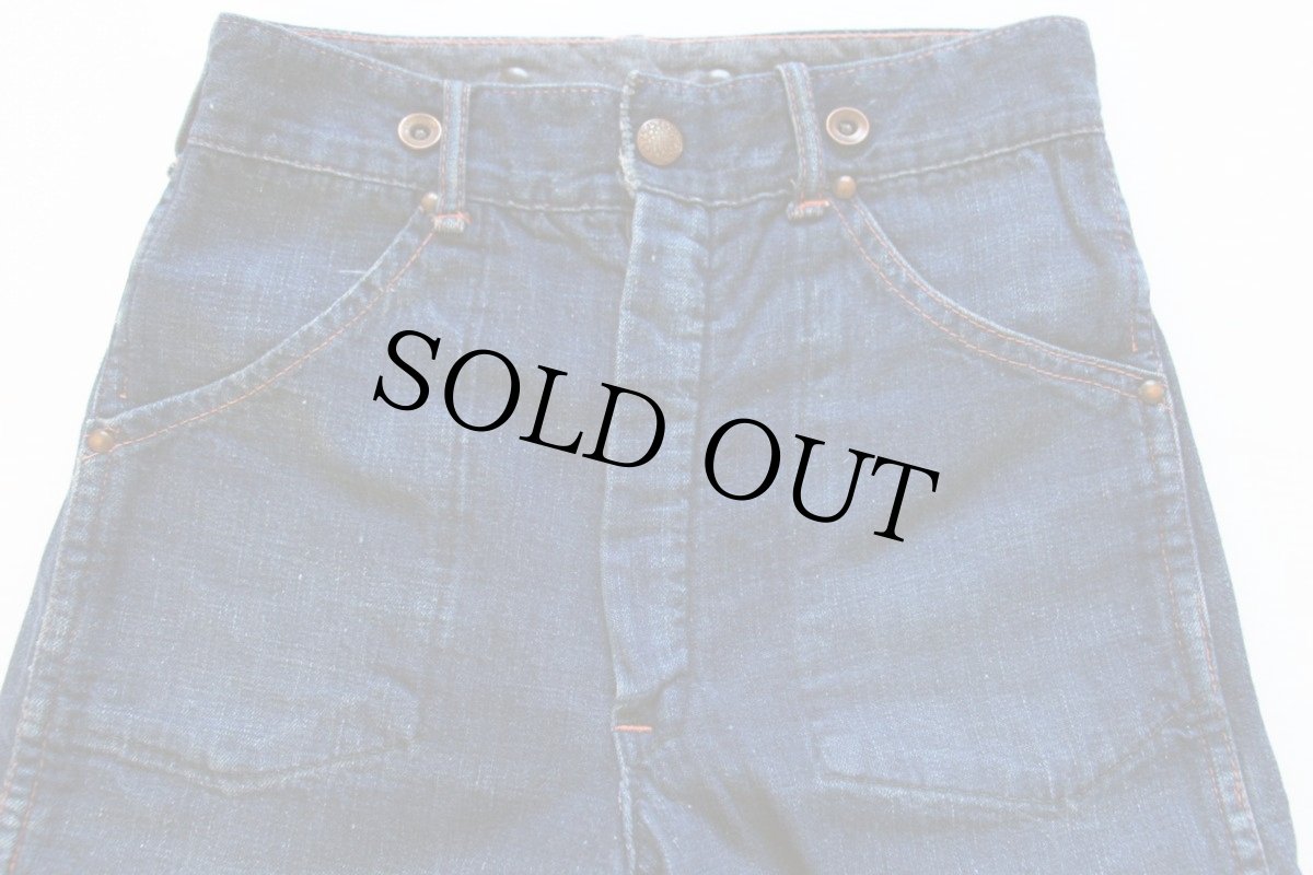 画像3: 50s UNKNOWN チェック ネルライナー インディゴ デニム ワークパンツ キッズ (3)