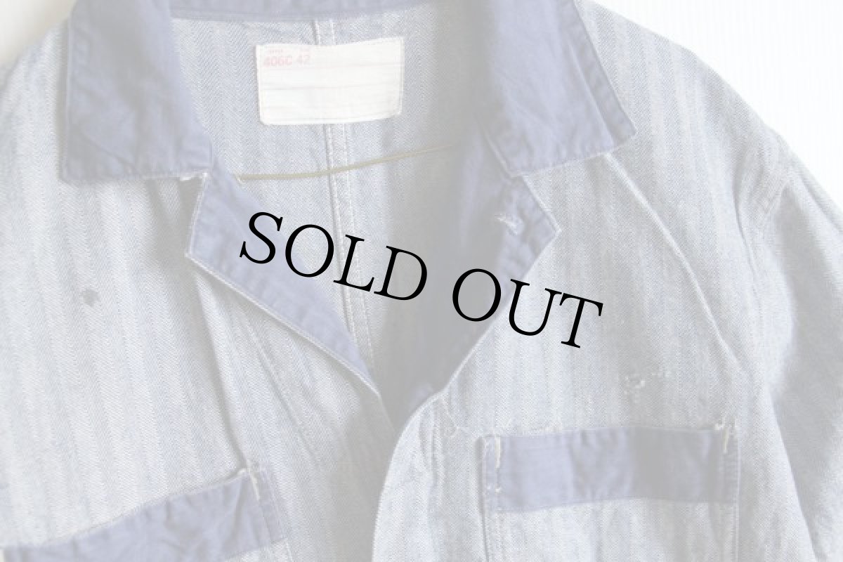 画像3: 60s UNKNOWN ツートン HBT ヘリンボーンツイル オールインワン 42★つなぎ (3)