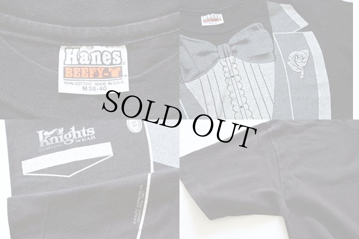 画像3: 80s USA製 Hanes タキシード 騙し絵 コットンTシャツ 黒 M (3)