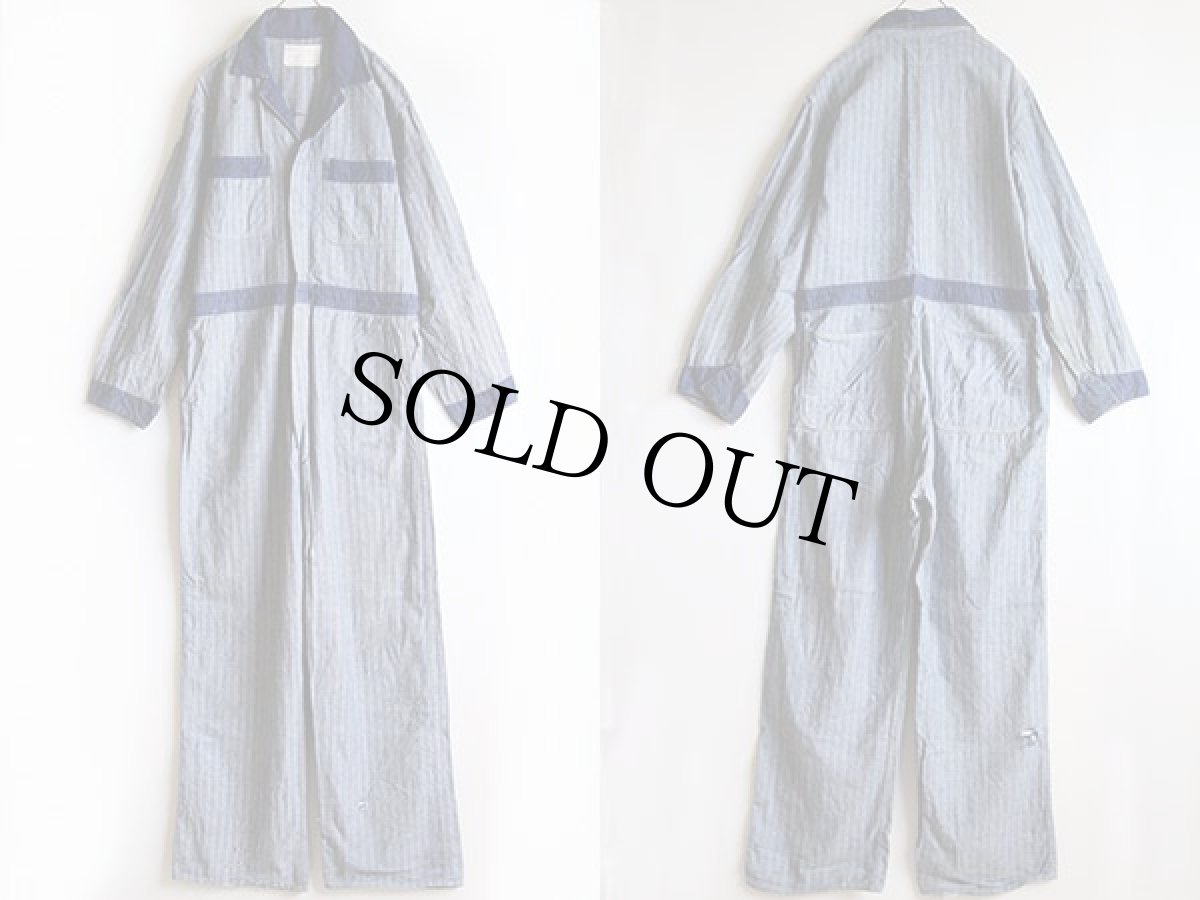 画像2: 60s UNKNOWN ツートン HBT ヘリンボーンツイル オールインワン 42★つなぎ (2)