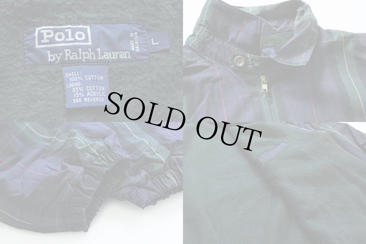 画像3: 90s ポロ ラルフローレン タータンチェック フリースライナー コットンジャケット L (3)