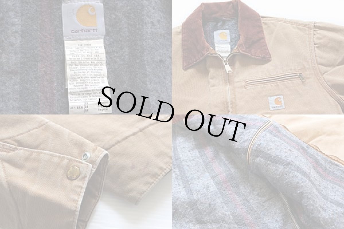 画像3: 90s USA製 carharttカーハート ブランケットライナー ダック地 デトロイトジャケット 茶 38 (3)