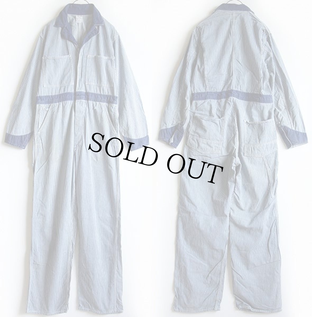 画像2: 50s GO-PFOR ツートン ヒッコリー ストライプ オールインワン 38★つなぎ (2)