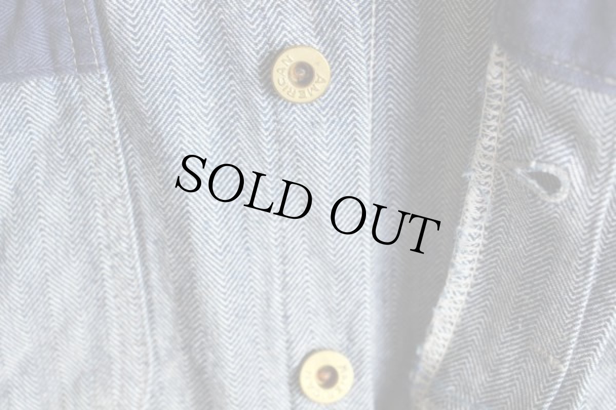 画像5: 60s UNKNOWN ツートン HBT ヘリンボーンツイル オールインワン 42★つなぎ (5)