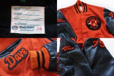 画像3: 70s DeLONGデロング PRINCETON パッチ付き メルトン ウール 袖革スタジャン オレンジ×黒 36 (3)