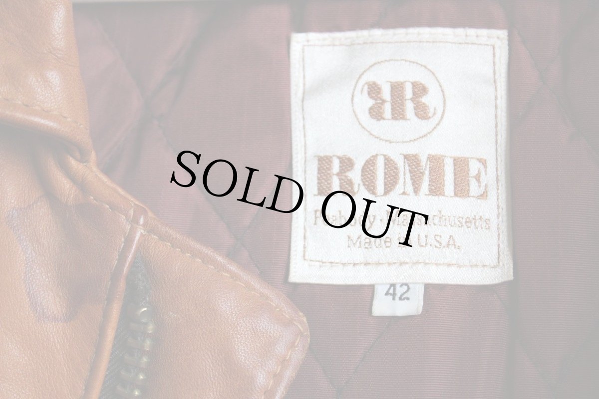 画像4: 70s USA製 ROME M-65タイプ レザーコート 茶 42 (4)