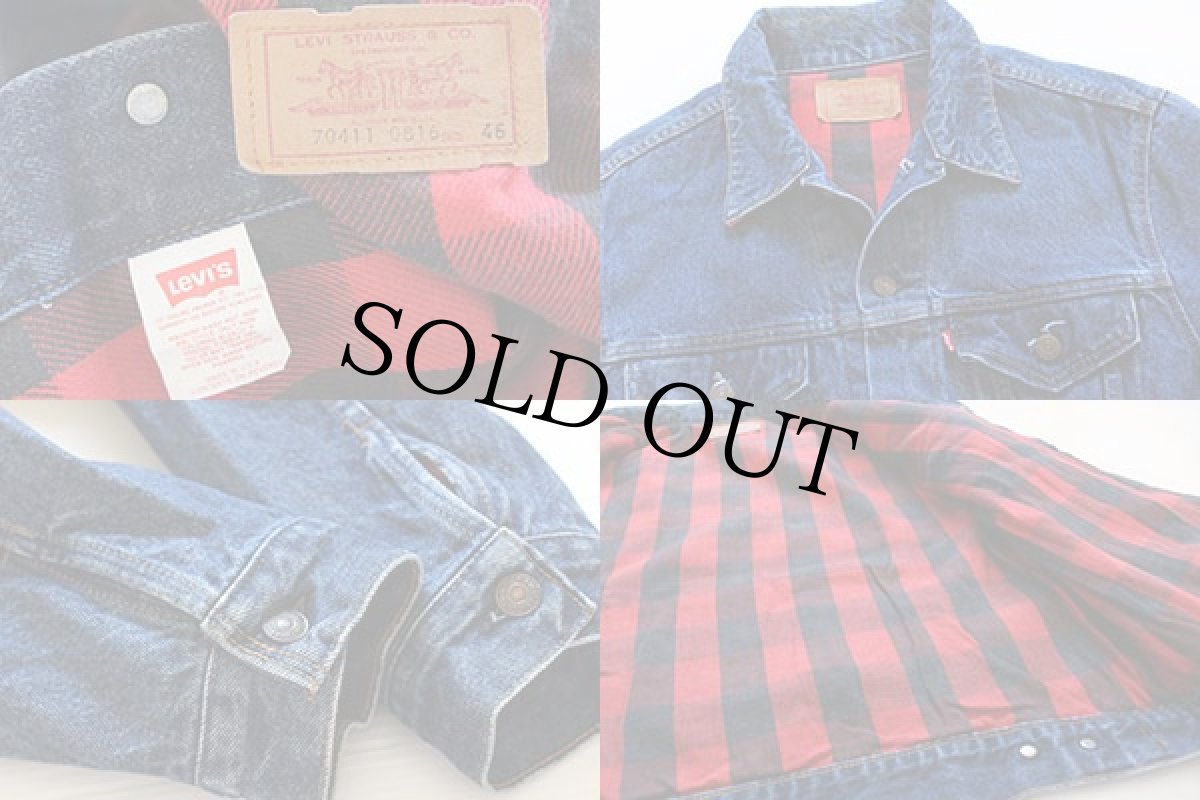 画像3: 80s USA製 Levi'sリーバイス 70411 バッファローチェック ネルライナー デニムジャケット 4ポケット 46 (3)