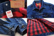 画像3: 80s USA製 Levi'sリーバイス 70411 バッファローチェック ネルライナー デニムジャケット 4ポケット 46 (3)