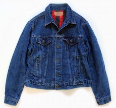 画像1: 80s USA製 Levi'sリーバイス 70411 バッファローチェック ネルライナー デニムジャケット 4ポケット 46 (1)