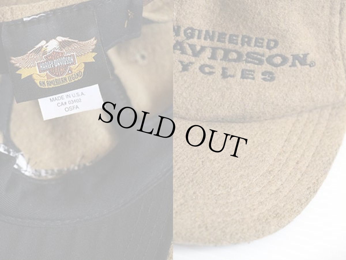 画像3: USA製 HARLEY-DAVIDSONハーレー ダビッドソン ロゴ刺繍 ウールキャップ ライトブラウン (3)
