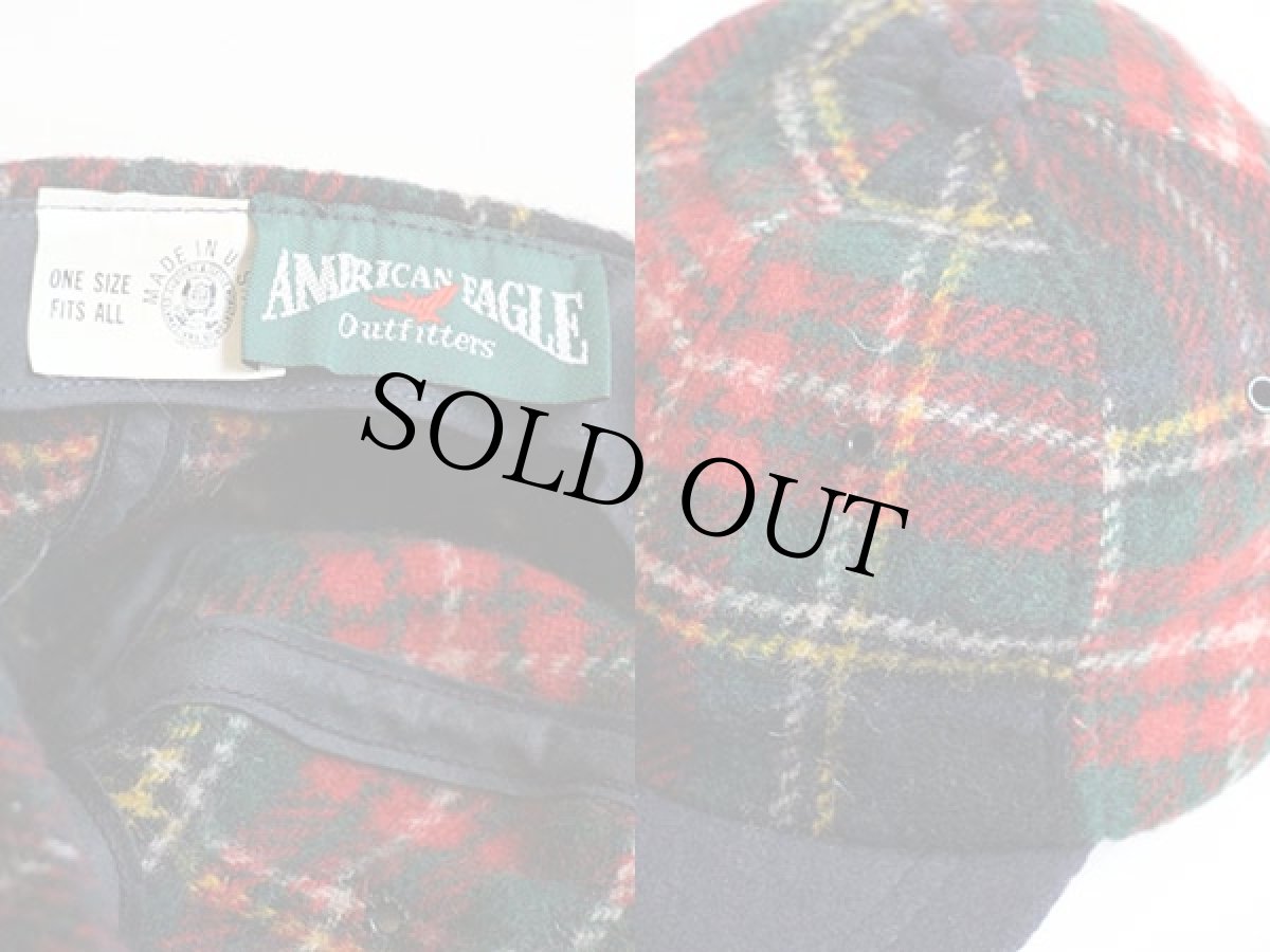 画像3: 80s USA製 AMERICAN EAGLEアメリカンイーグル タータンチェック ウールキャップ (3)