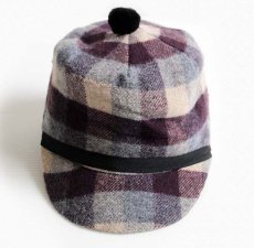 画像2: カナダ製 CROWN CAP ブロックチェック 耳当て付き ウールキャップ S (2)