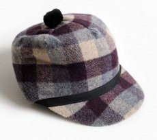 画像1: カナダ製 CROWN CAP ブロックチェック 耳当て付き ウールキャップ S (1)