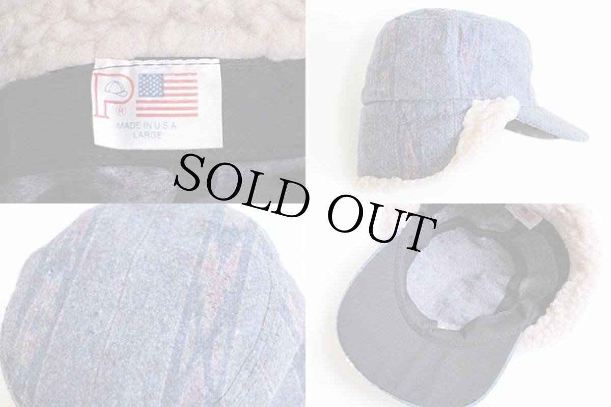 画像3: 90s USA製 ネイティブ柄 耳当てボア付き キャップ L (3)