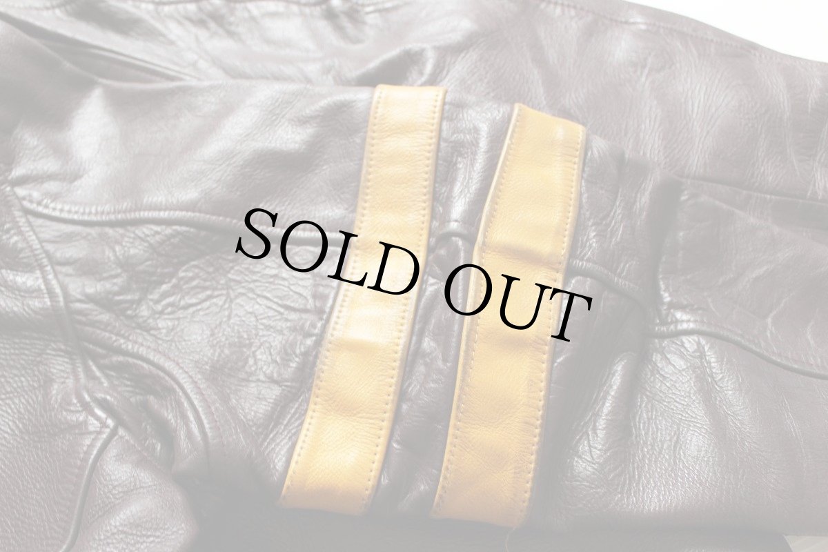 画像6: 60s UNKNOWN ライン入り オールレザー スタジャン バーガンディ 40 (6)