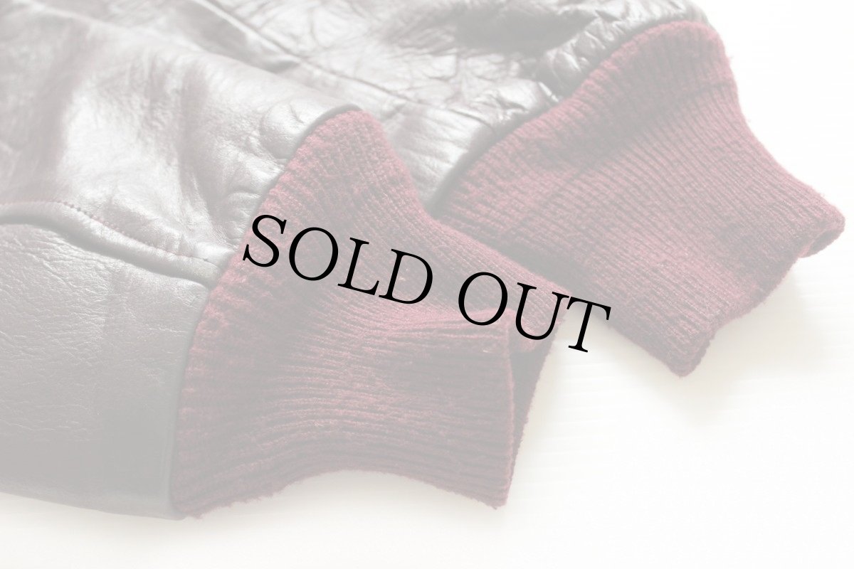 画像8: 60s UNKNOWN ライン入り オールレザー スタジャン バーガンディ 40 (8)