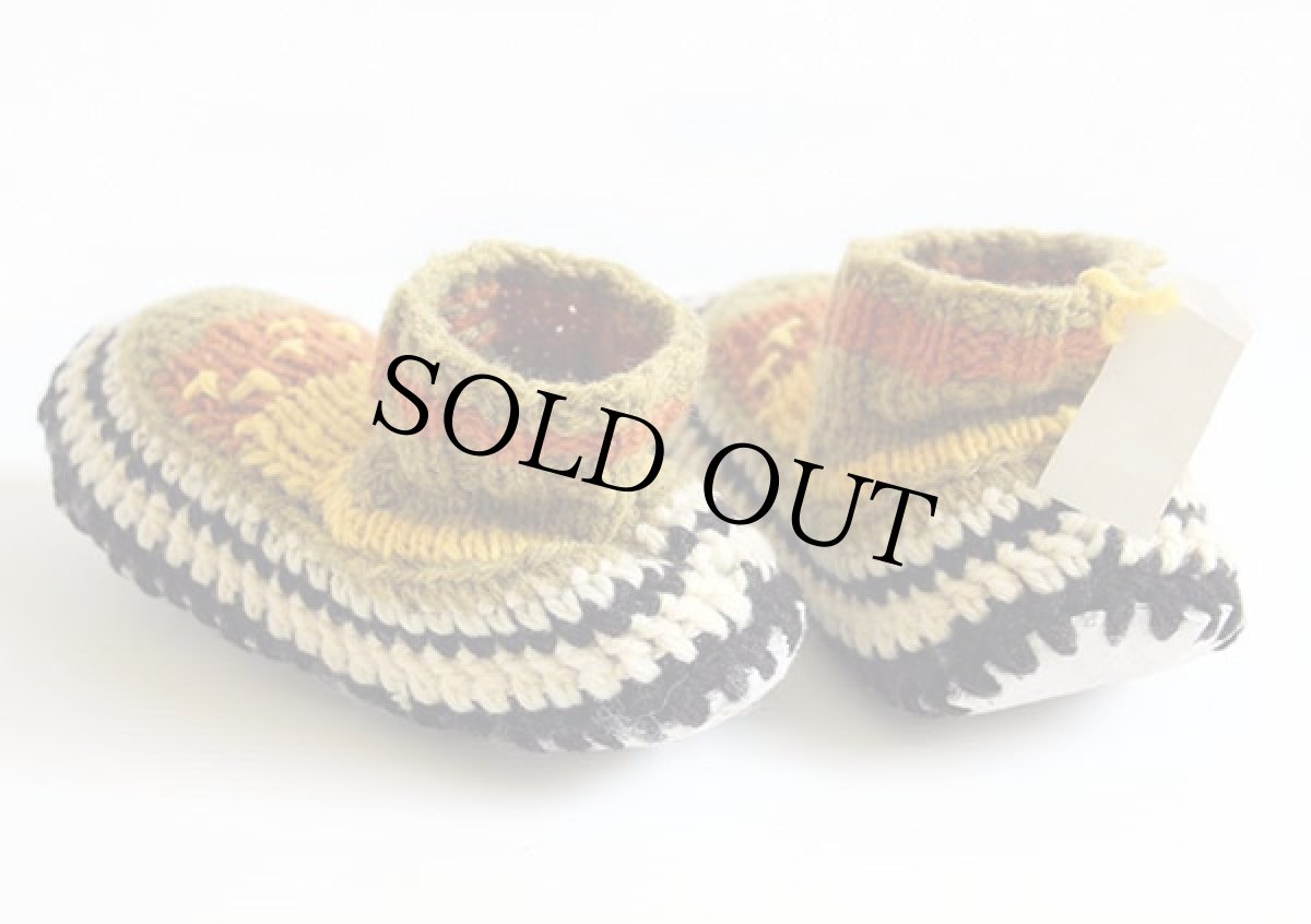 画像2: 未使用★ハンドメイド ムートン ウールニット ルームシューズ 10 (2)