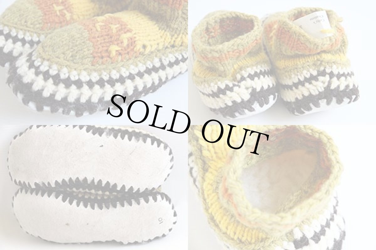 画像4: 未使用★ハンドメイド ムートン ウールニット ルームシューズ 10 (4)