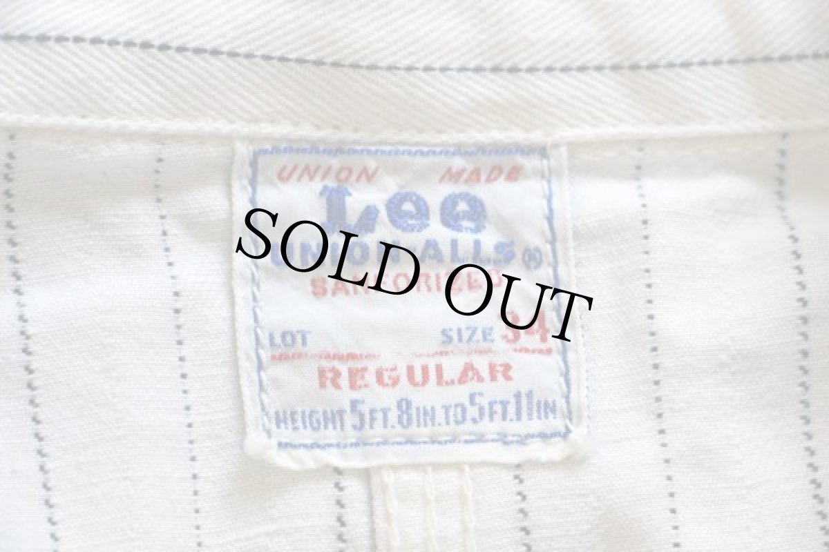 画像5: 50s Leeリー チェーン刺繍 HBTストライプヘリンボーンxヒッコリー オールインワン 34★つなぎ (5)