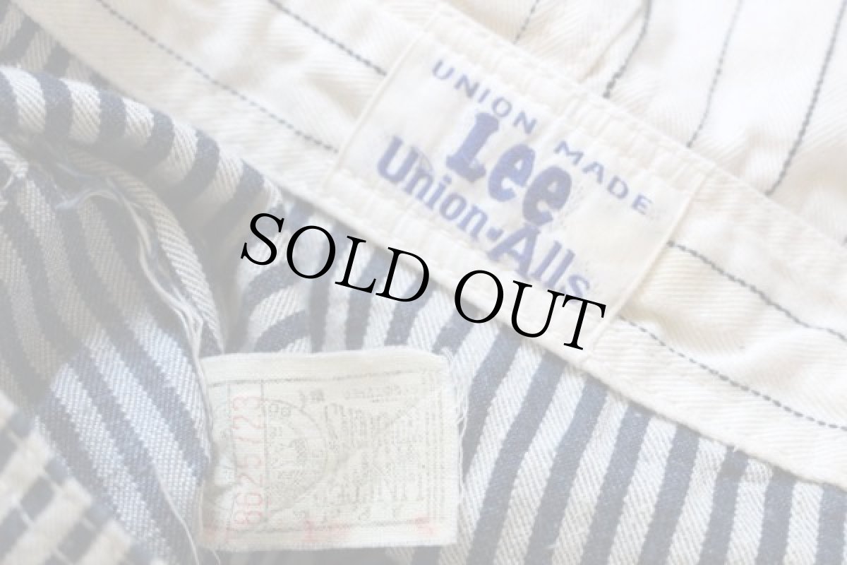 画像6: 50s Leeリー チェーン刺繍 HBTストライプヘリンボーンxヒッコリー オールインワン 34★つなぎ (6)