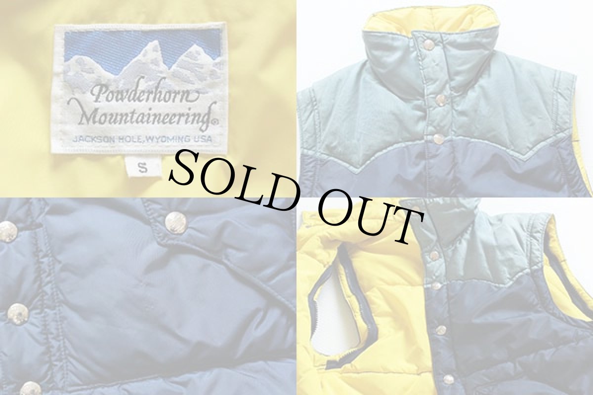 画像3: 80s Powderhorn Mountaineeringパウダーホーン ツートン ヨーク切り替え 中綿ベスト 紺×ブルーグレー S (3)