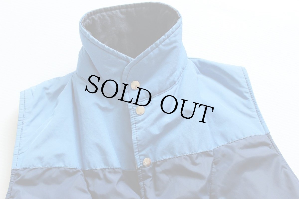 画像3: 70s SIERRA DESIGNSシエラデザイン ツートン ヨーク切り替え ナイロン 中綿ベスト 紺×青 S (3)