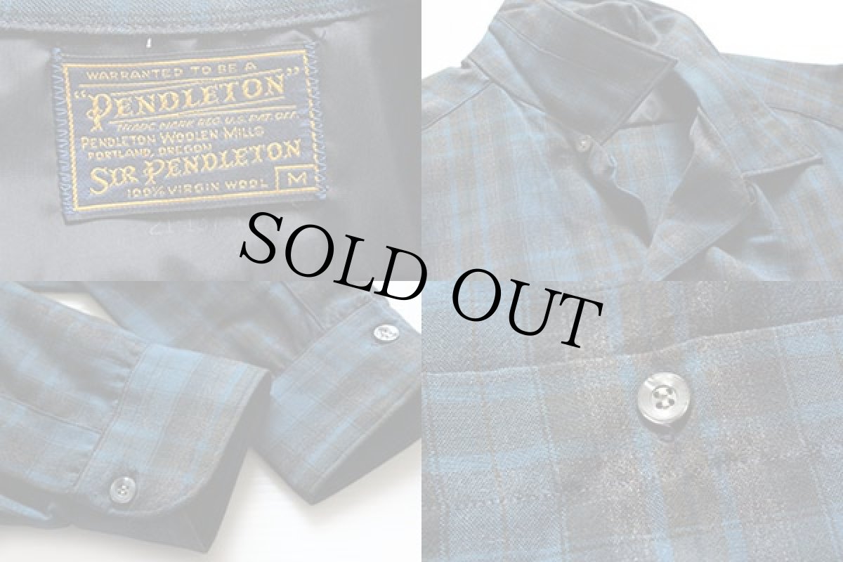 画像3: 60s SIR PENDLETONサーペンドルトン チェック ウール オープンカラーシャツ M (3)