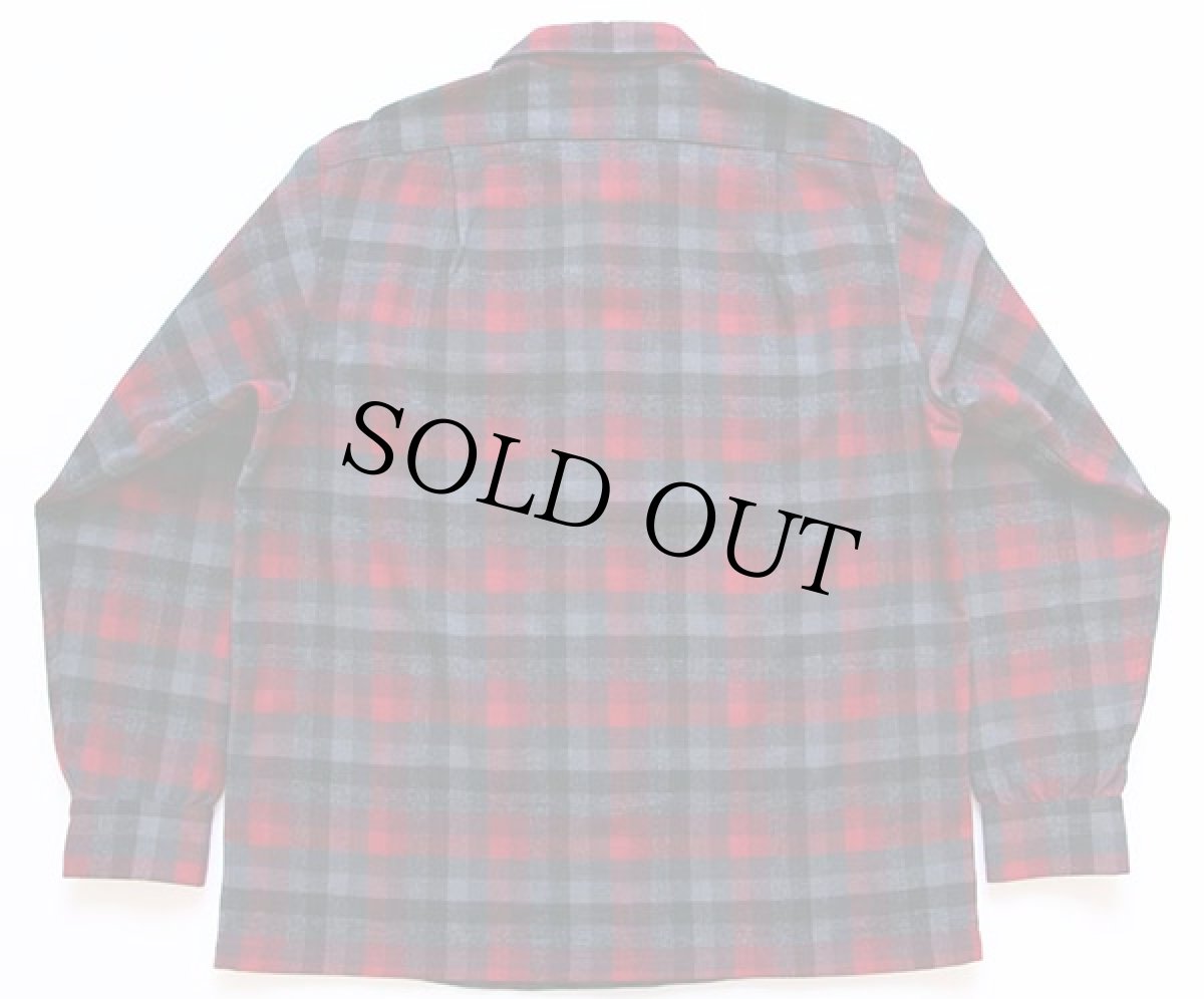 画像2: 50s PENDLETONペンドルトン チェック ウール オープンカラーシャツ L (2)