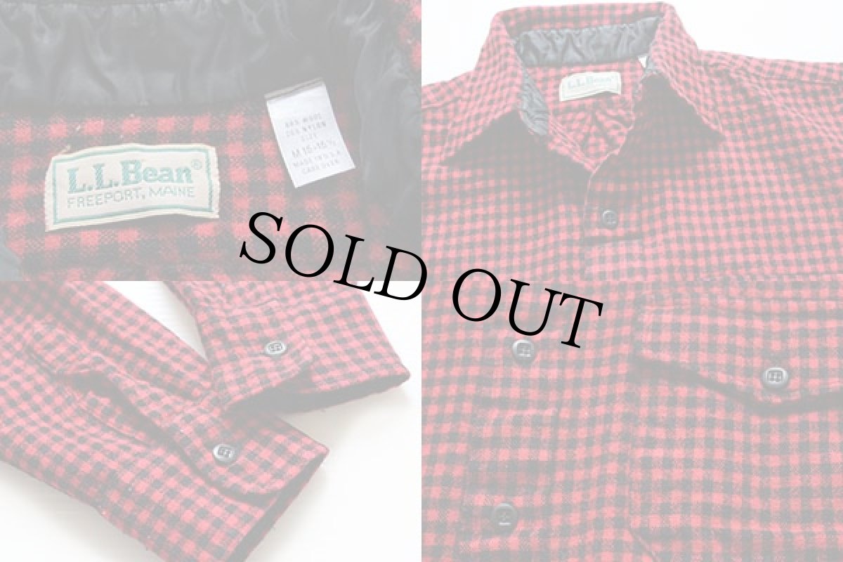 画像3: 80s USA製 L.L.Bean チェック ウールシャツ 赤×黒 M (3)