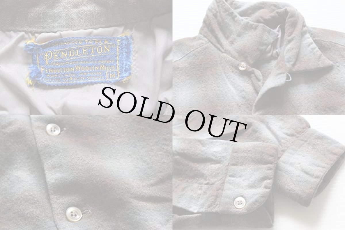 画像3: 50s PENDLETONペンドルトン オンブレチェック ウール オープンカラーシャツ M (3)