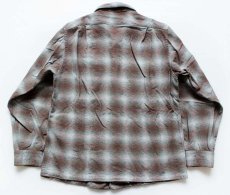 画像2: 50s PENDLETONペンドルトン オンブレチェック ウール オープンカラーシャツ M (2)