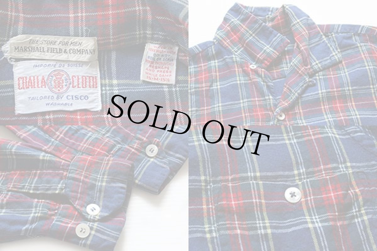 画像3: 50s CISCO CHALLA CLOTH タータンチェック ウール×コットンシャツ M (3)