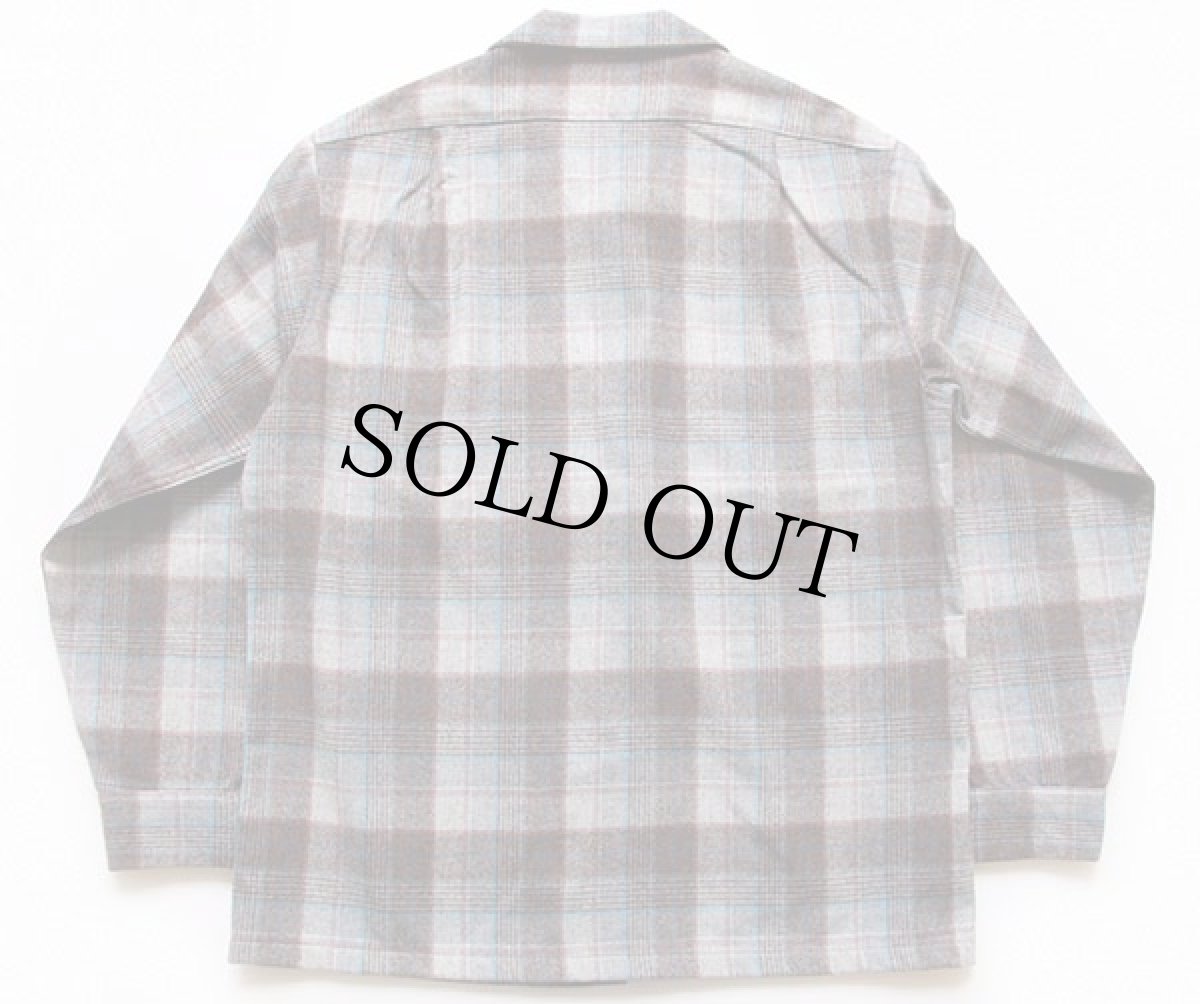 画像2: 70s USA製 PENDLETONペンドルトン チェック ウール オープンカラーシャツ L (2)