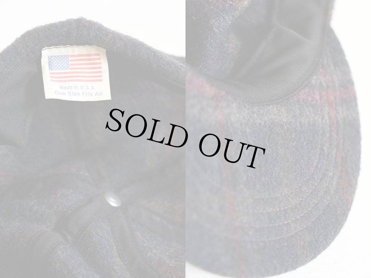 画像3: 90s USA製 チェック ウール×オイルドコットン キャップ (3)