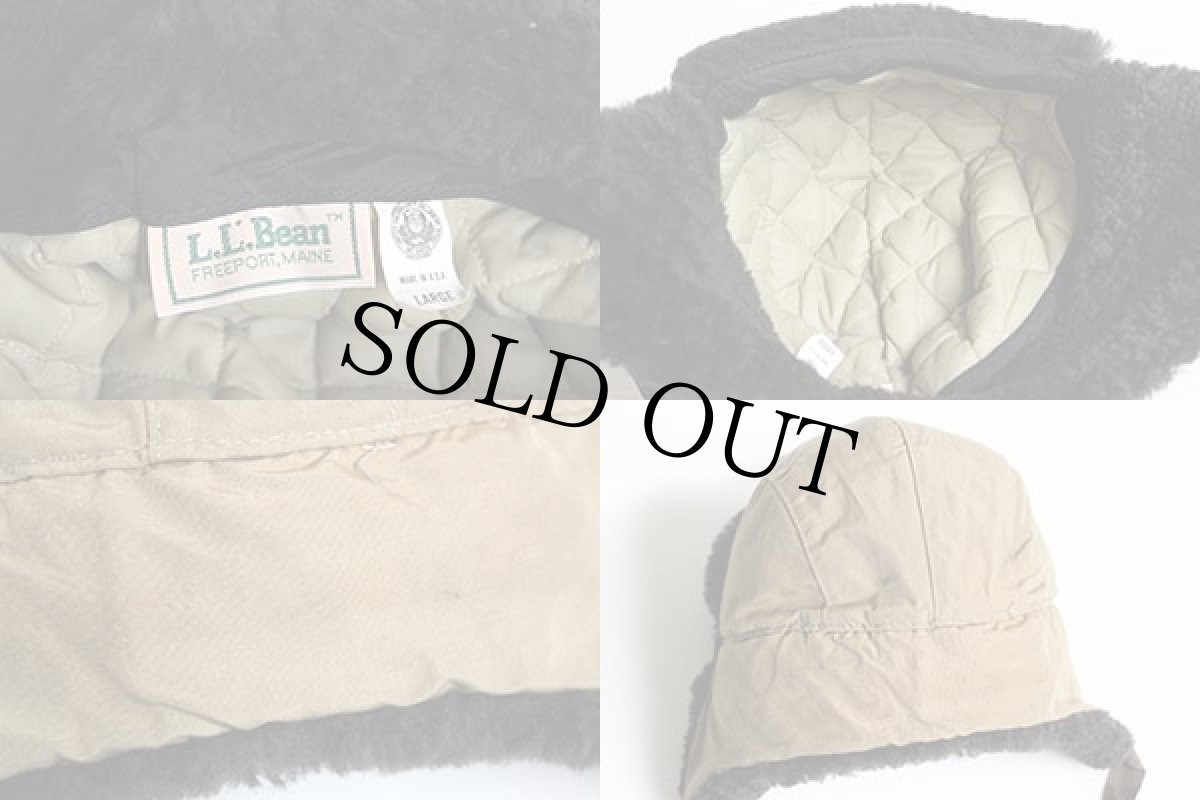 画像4: 70s USA製 L.L.Bean ボア付き 中綿キャップ カーキ L (4)