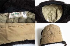 画像4: 70s USA製 L.L.Bean ボア付き 中綿キャップ カーキ L (4)